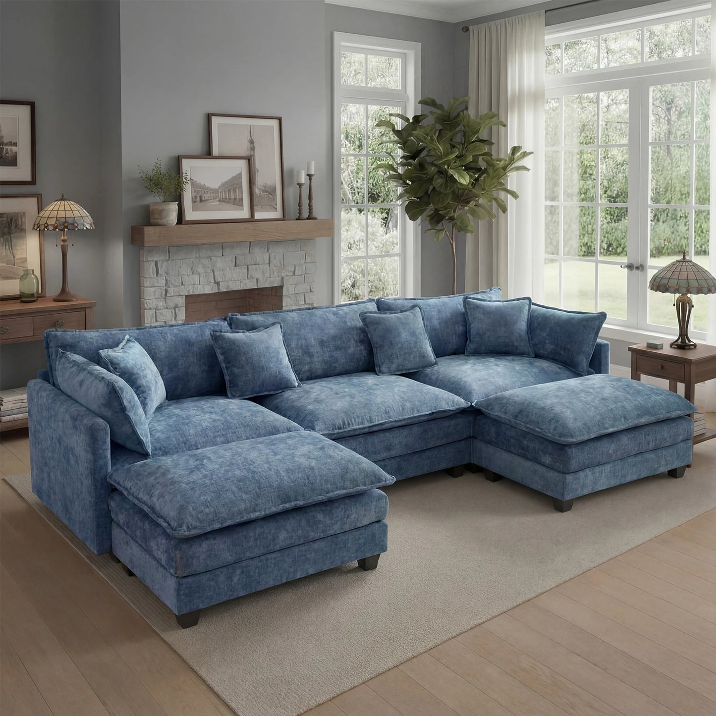 Redlife 113.4" Modular Sectional Sofa with Ottoman