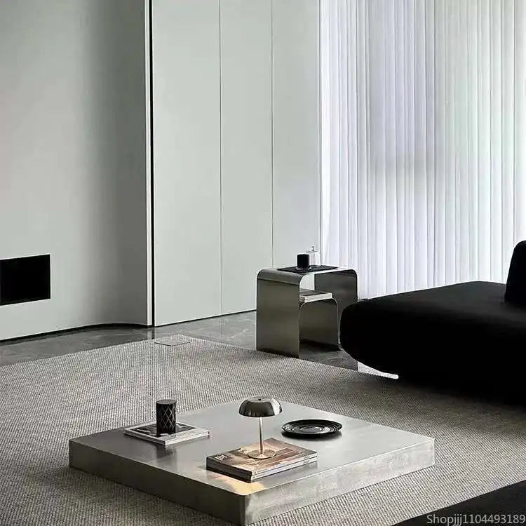 Minimalist Stainless Steel Bedside Table Side Several Integrated Molding Storage Cabinets End Table Furniture