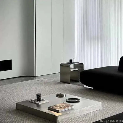 Minimalist Stainless Steel Bedside Table Side Several Integrated Molding Storage Cabinets End Table Furniture