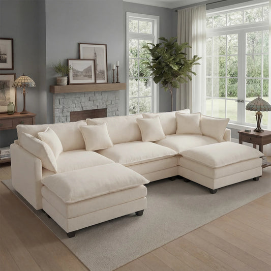 Redlife 113.4" Modular Sectional Sofa with Ottoman