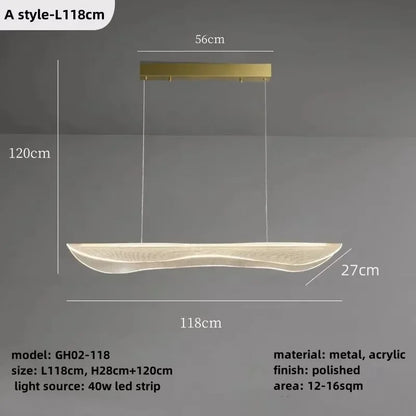 Nordic Long Curve LED Chandeliers for Dining Room Food Tables Hallway Office Desks Pendant Lamp Home Decor Hanging Light Fixture