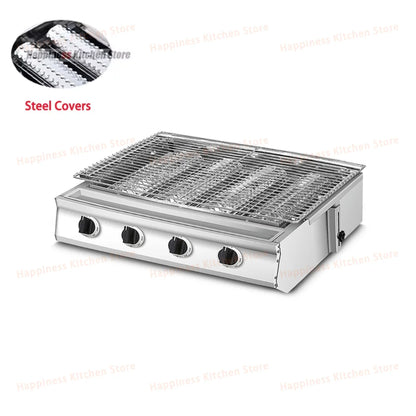 4 Burners BBQ Grill Garden LPG Gas Grill Gas Stoves Stainless Steel Burners With Covers Outdoors Camping Barbecue 549*250mm Net
