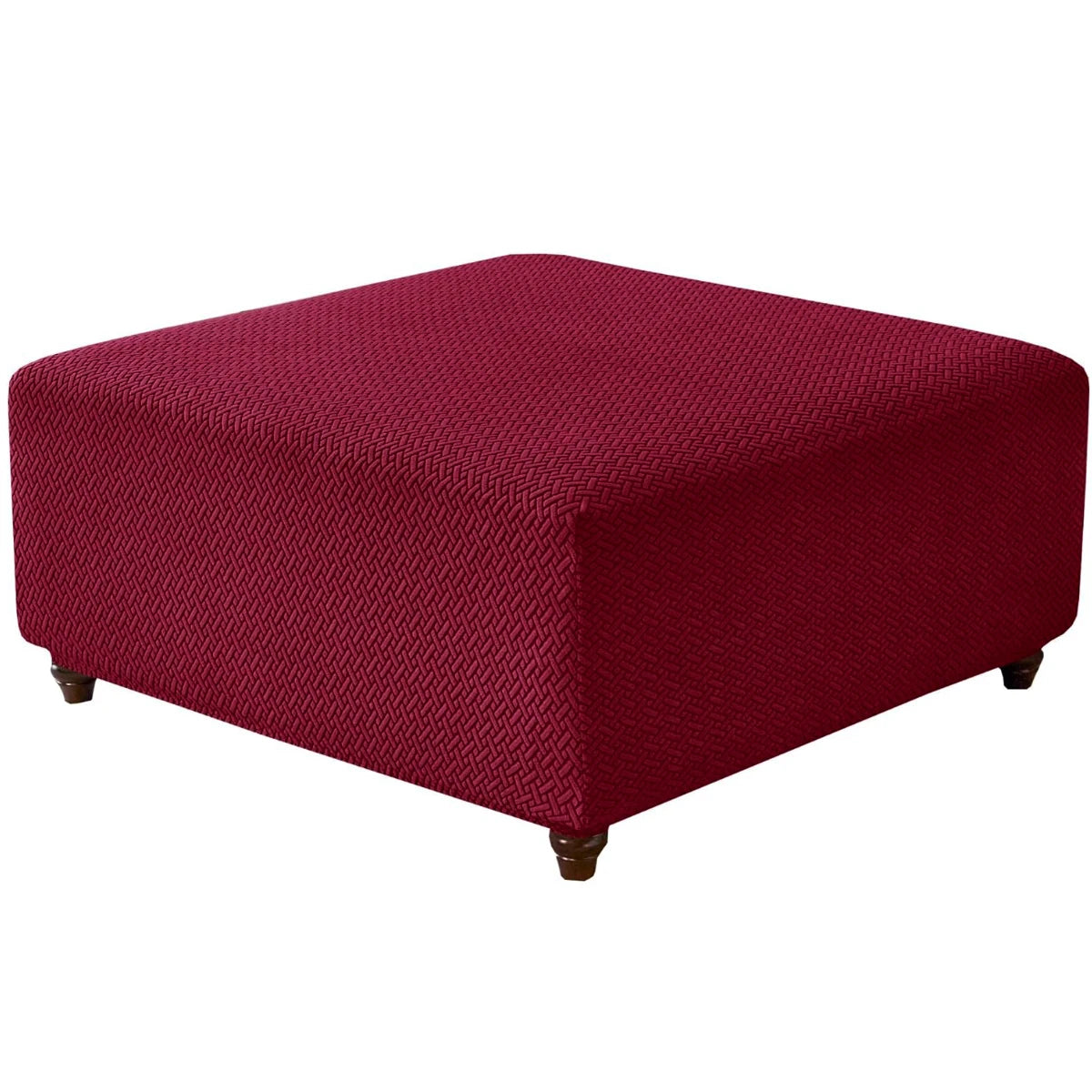 T-Shape Jacquard Square Stool Cover Ottoman Stool Cover Elastic Sofa Footrest Slipcovers for Living Room Office Home Decor