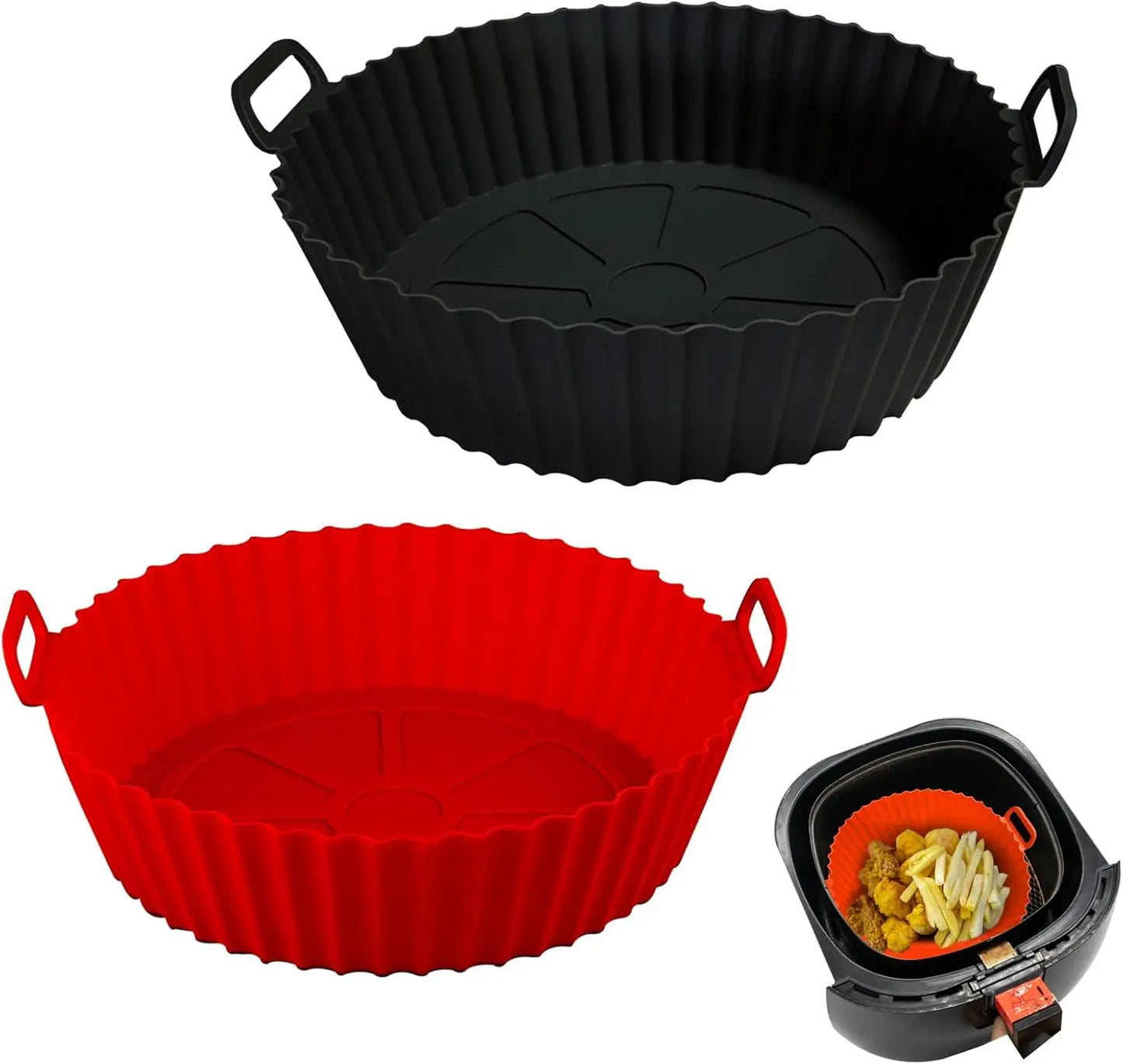 Airfryer Silicone Basket Reusable Baking Tray Silicone Mold for AirFryer Pizza Fried Chicken Basket Air Fryer Liners Accessories
