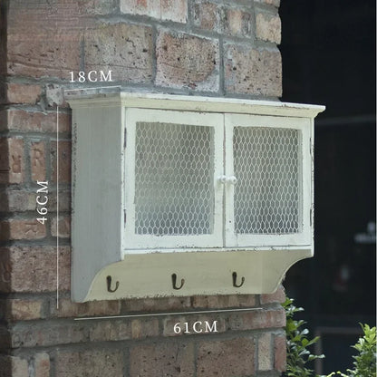Handmade American Country Wooden Antique Wall Cabinet Chinese Fir Kitchen Wall Cupboard for Coffee Shop Garden Decoration