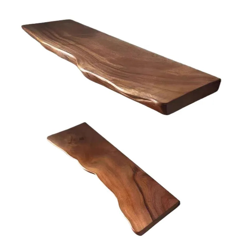 Solid Wood Floating Shelf - Wall-Mounted Display & Storage Board for Living Room/Study, Natural Grain Multi-Purpose Organizer