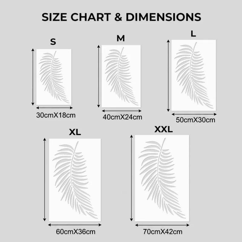 Large Tropical Leaf Templates Fern Leaf Wall Stencil Canvas Home Decor Reusable Living Room For Wall, Floor, Furniture, Fabric