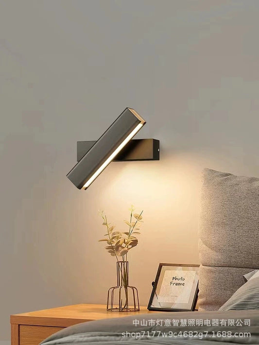 New Led Rotatable Wall Lamp Nordic Solid Wood Wall Light Home Decor Lamps Simple Bedside Study Reading Adjustable Lighting