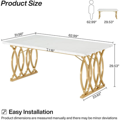Modern Dining Table, 63" Large Kitchen Table for 4-6 People