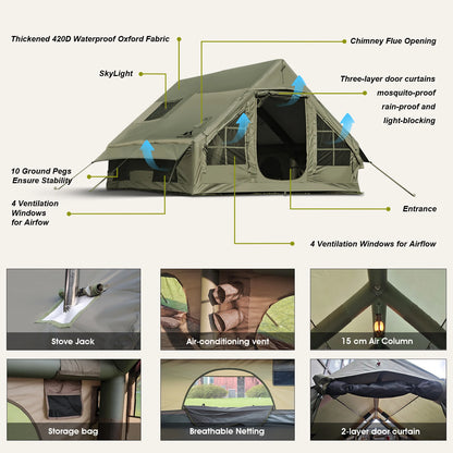 Army Green Waterproof Windproof Inflatable Tent