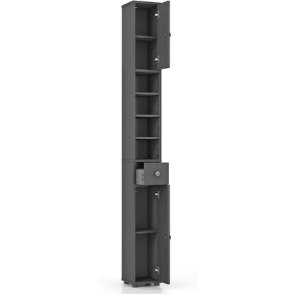 Bathroom Storage Cabinet - 71” Tall Narrow Floor Cabinet Cupboard with 2 Doors, 5 Adjustable Shelves, 1 Drawer, Ant