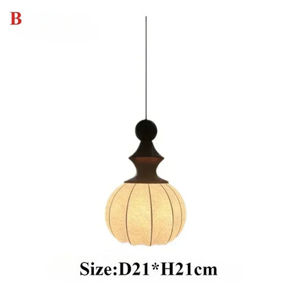Japanese Style Silk LED Pendant Lights Living Dining Room Kitchen Food Tables Bedroom Nordic Chandelier Home Decor Light Fixture